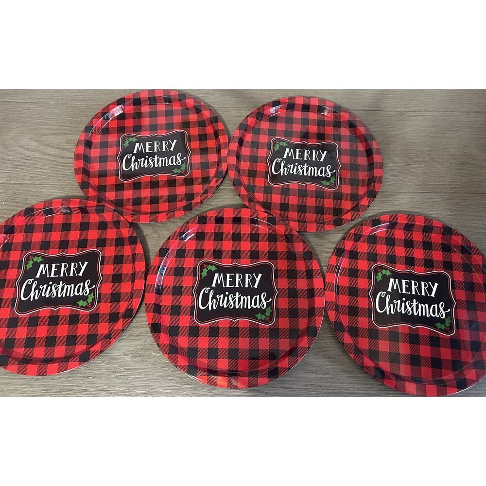 Set of 5 Merry Christmas Plates 12 in